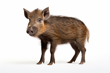 a small boar standing on a white surface
