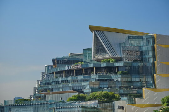 View of landmark upscale shopping-mall Iconsiam on the banks of the Chao Phraya river in Thai capital Bangkok