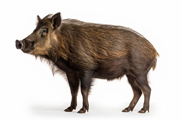 a wild boar standing on a white surface