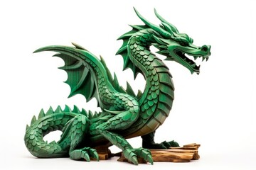 Fototapeta premium Enchanting Green wooden dragon. 2024 symbol happy new year. Generate Ai