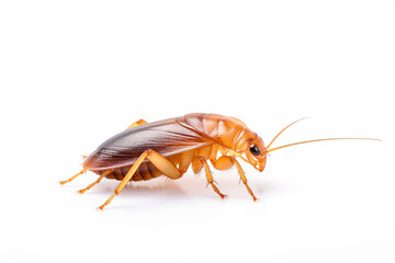 a cockroach on a white background