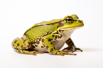 Fototapeta premium a frog sitting on a white surface with a white background
