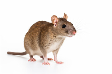 a small rat standing on a white surface