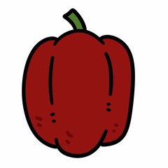 cartoon doodle red pepper on white background