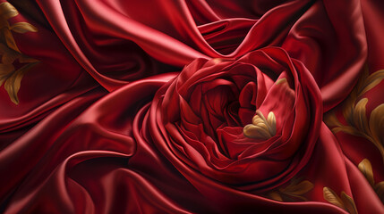 Beautifully folded red fabric. Premium Fabric Background.  Creative textile.