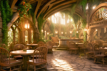 Fantasy elvish tavern