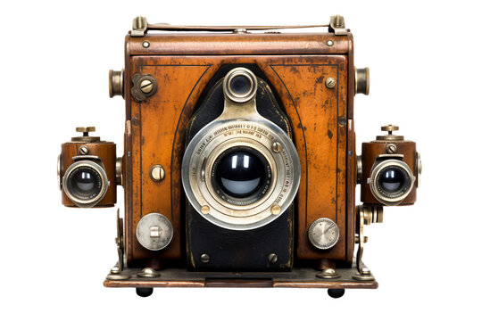 Antique Reflex Camera Showcase on a transparent background