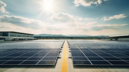 Solar Panels Generating Power at Airport Lot