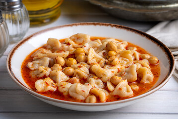 Traditional delicious Turkish food; ring soup (Turkish name; Yuksuk corbasi or yuzuk corbasi)