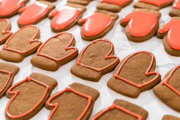 Christmas gingerbread cookies with royal icing