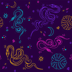 Seamless snake pattern, snake pattern, snake background, snake contour drawing