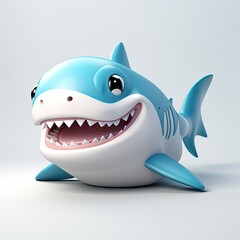 cute 3d shark with white teeth