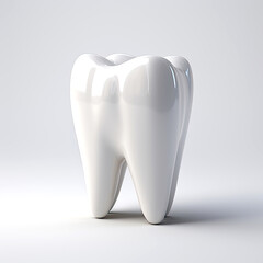 White ceramic shining tooth, 3d cartoon style