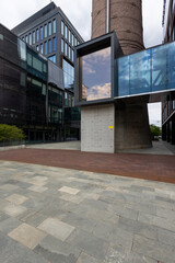 Modern business buildings. Empty space to display your advertising or branding campaign.