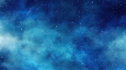  Blue watercolor space background. Illustration digital painting , space background,sky with stars
