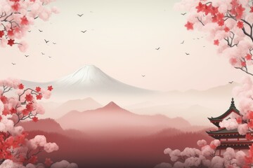 Colorful Japan day background. National culture. Generate Ai