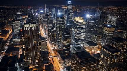 Fototapeta na wymiar Cityscape from Above: Take a bird's-eye view of the city at night, emphasizing the architectural beauty and sophistication that defines the luxury nightlife