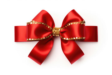 Red bow on white background