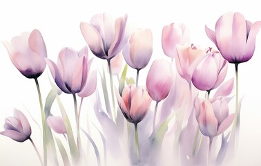 Delicate Floral Painting: Refreshing Watercolor Tulips for Mother's Day
