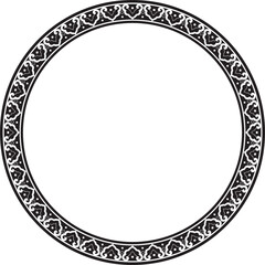 .Vector monochrome black round Chinese ornament. Frame, border, circle, ring of Asian peoples of the East.