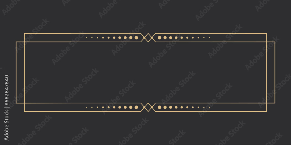 Canvas Prints golden celestial frame, border, line art esoteric minimal decoration with sparkles isolated on dark 