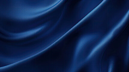 Fototapeta premium Abstract dark blue background. dark blue fabric texture background. dark blue silk satin. Curtain. Luxury background for design. Shiny fabric. Wavy folds. 