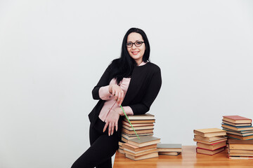 Business Woman Teacher Librarian With Books