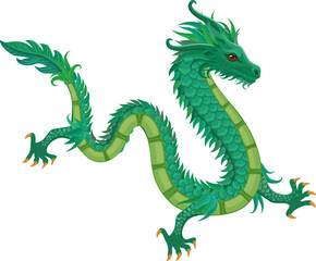Isolated green dragon. Mythology animal. china zodiac sign of 20