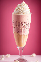ice cream stick in glass cup with purple background