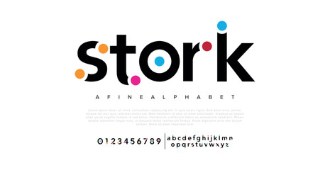 Stork Modern abstract digital alphabet font. Minimal technology typography, Creative urban sport fashion futuristic font and with numbers. vector illustration.