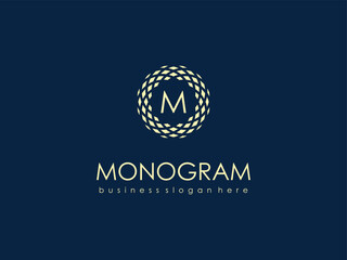 Logo Monogram Logotype M Letter. Abstract monogram elegant logo icon vector design. Universal creative premium letter M initial ornate signature symbol.
