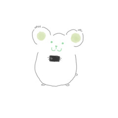 記念撮影するネズミさん