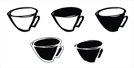 set of cups silhouette vector
