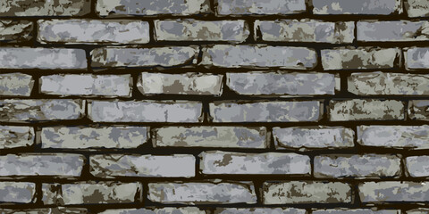 Brickwork made from old bricks. Seamless brickwork. Repeating vintage brick background without seams. Vector illustration