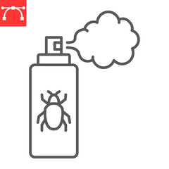 Bug spray line icon, pest and insecticide aerosol, insect repellent vector icon, vector graphics, editable stroke outline sign, eps 10.