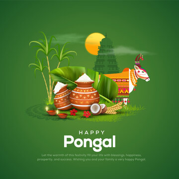 Vector  illustration of Happy Pongal Holiday Harvest Festival of Tamil Nadu. vector background design