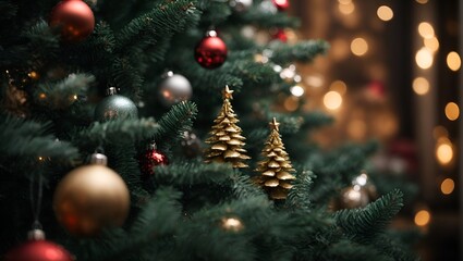 christmas tree and decorations ornament, winter, celebration, christmas tree, xmas, fir, branch, green, season, year, pine, new, december, new year, gold, red, seasonal, 
