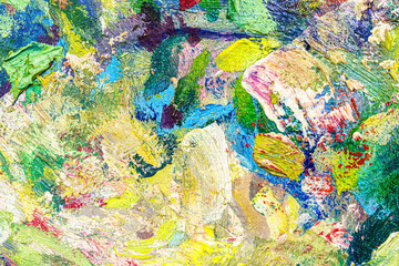 Colorful abstract oil painting art background. Texture of canvas and oil.