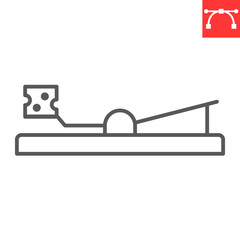 Mouse trap line icon, pest control and kill rat, mousetrap icon vector icon, vector graphics, editable stroke outline sign, eps 10.