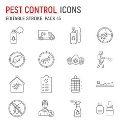 Pest control line icon set, extermination collection, vector graphics, logo illustrations, pest control service vector icons, insect signs, outline pictograms, editable stroke - obrazy, fototapety, plakaty