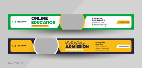Online education web banner, School admission web banner design, 