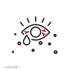 inflamed eyes from allergy icon, sore eye, thin line symbol on white background - editable stroke vector illustration