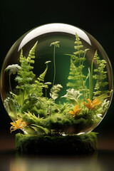 glass sphere with vegetation 