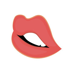 Emotion lips in flat cartoon design. Vibrant expression with this illustration, where colorful style and bright lips combine to convey a range of captivating emotions. Vector illustration.