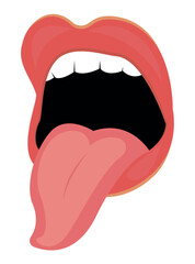 Emotion lips in flat cartoon design. This gorgeous illustration expertly combines colorful styling and the allure of bright lips and tongue to convey a wide range of emotions. Vector illustration.