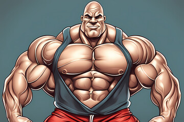 Monster muscle man cartoon illustration