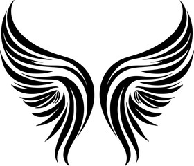 Obraz premium Angel Wings | Black and White Vector illustration