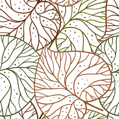 Vector herbal seamless pattern. Leaves doodles background