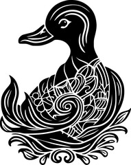 Fototapeta premium Duck - Black and White Isolated Icon - Vector illustration