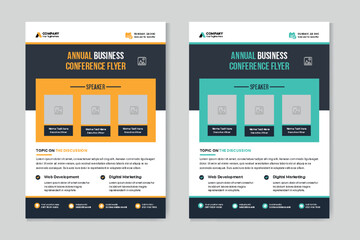 Business Conference Flyer Layout, Annual Conference a4 flyer template with yellow cover